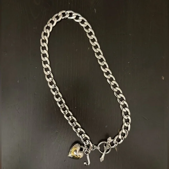 Juicy Couture Silver Charm Chain Necklace NEW - Picture 1 of 5